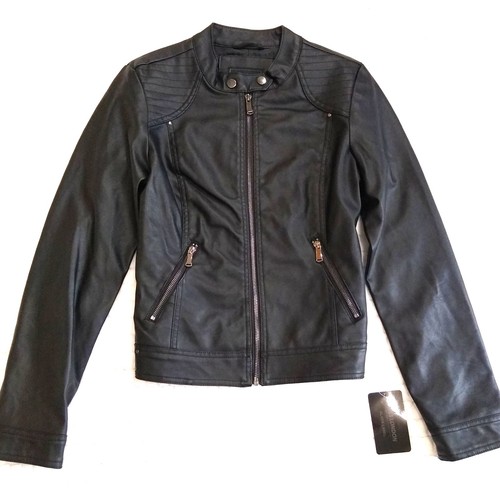 Black moto biker jacket faux - biker,